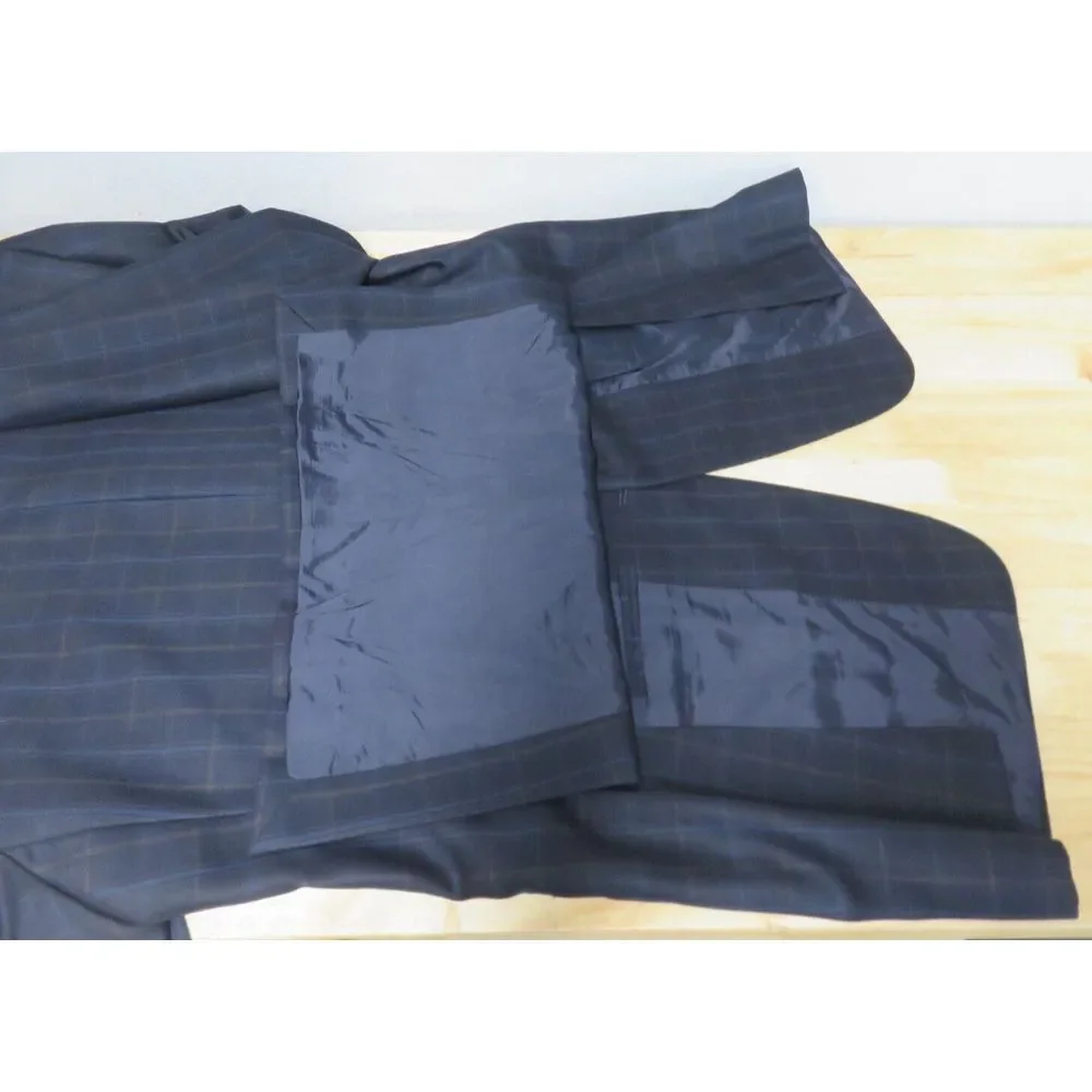 Mens Faconnable Sport Coat Jacket 3 Button 44R‎ Blue Brown Windowpane Wool Lined
